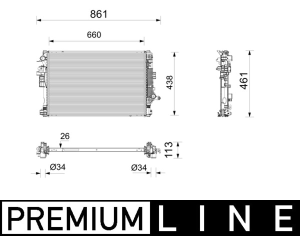 Radiator, racire motor CR 2808 000P MAHLE