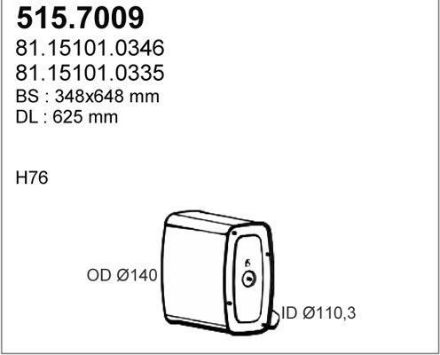 Amortizor zgomot mijloc/spate 515.7009 ASSO