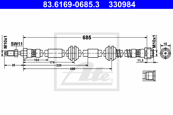 Furtun frana 83.6169-0685.3 ATE