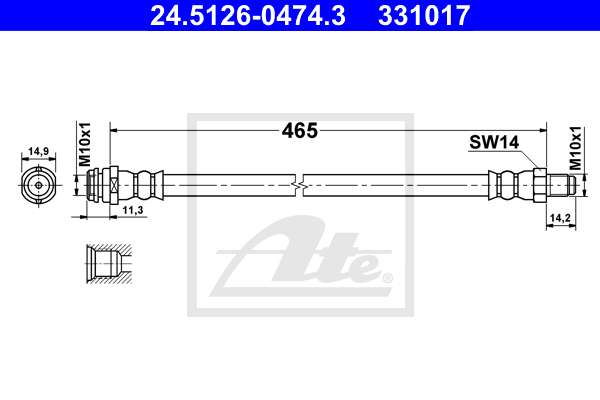 Furtun frana 24.5126-0474.3 ATE