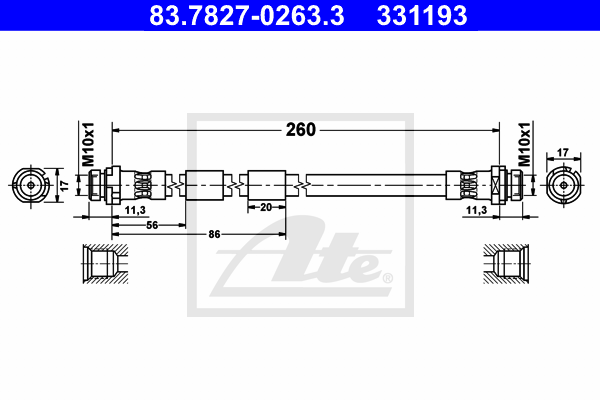 Furtun frana 83.7827-0263.3 ATE