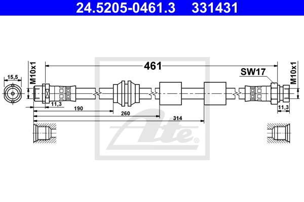 Furtun frana 24.5205-0461.3 ATE