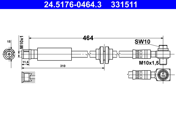 Furtun frana 24.5176-0464.3 ATE
