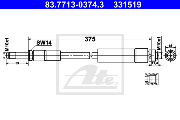 Furtun frana 83.7713-0374.3 ATE