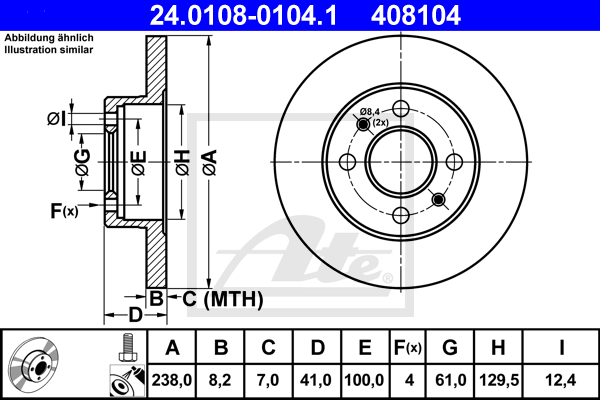 Disc frana 24.0108-0104.1 ATE