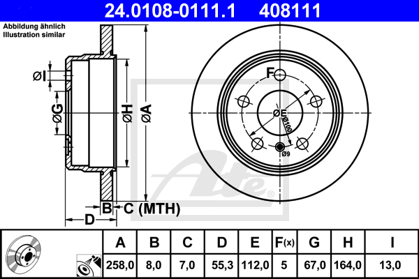 Disc frana 24.0108-0111.1 ATE