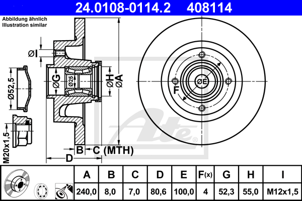 Disc frana 24.0108-0114.2 ATE