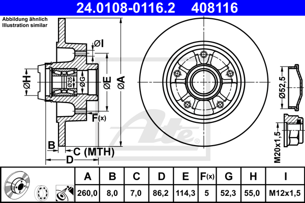 Disc frana 24.0108-0116.2 ATE