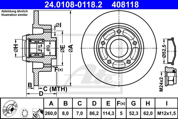 Disc frana 24.0108-0118.2 ATE