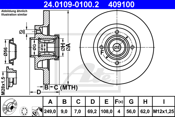 Disc frana 24.0109-0100.2 ATE