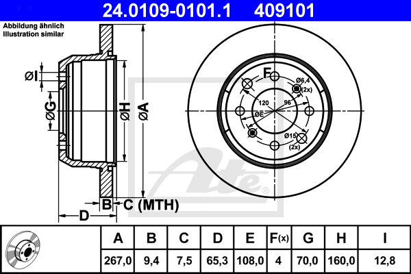 Disc frana 24.0109-0101.1 ATE