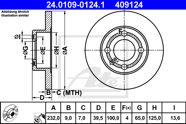 Disc frana 24.0109-0124.1 ATE