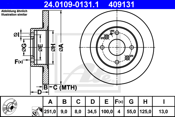 Disc frana 24.0109-0131.1 ATE