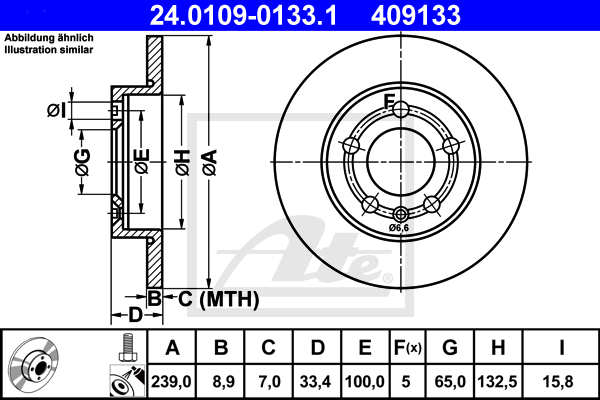 Disc frana 24.0109-0133.1 ATE