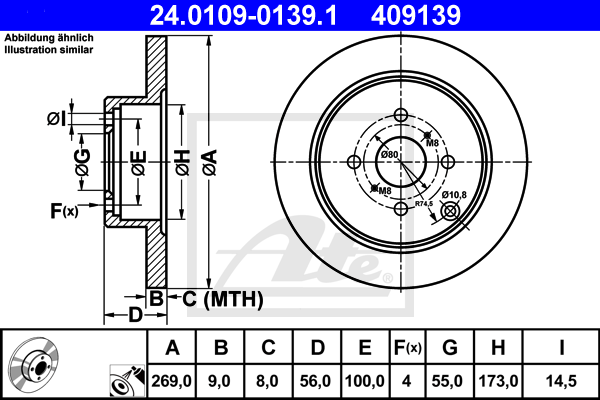 Disc frana 24.0109-0139.1 ATE