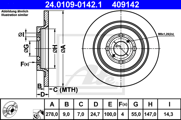 Disc frana 24.0109-0142.1 ATE