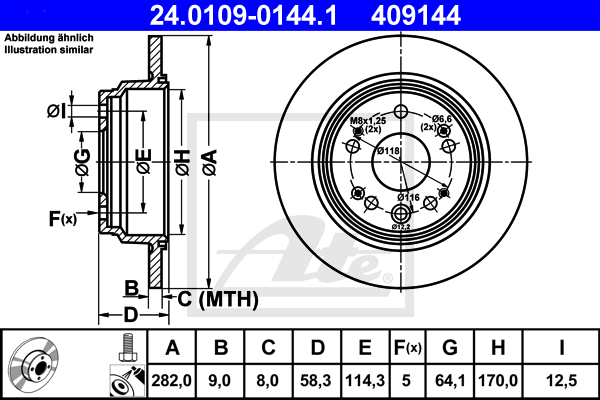 Disc frana 24.0109-0144.1 ATE