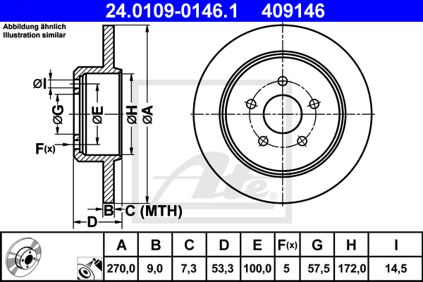 Disc frana 24.0109-0146.1 ATE