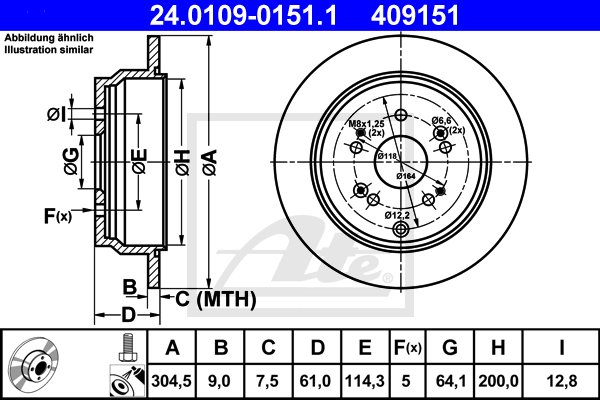 Disc frana 24.0109-0151.1 ATE