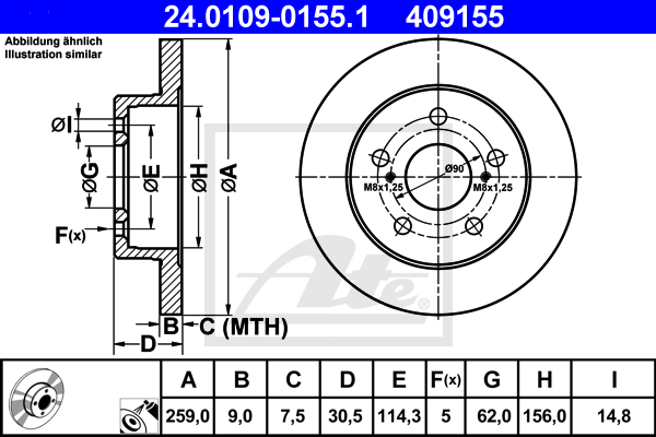 Disc frana 24.0109-0155.1 ATE