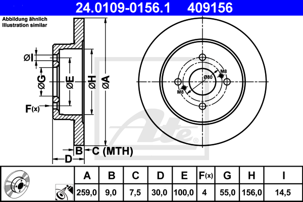 Disc frana 24.0109-0156.1 ATE