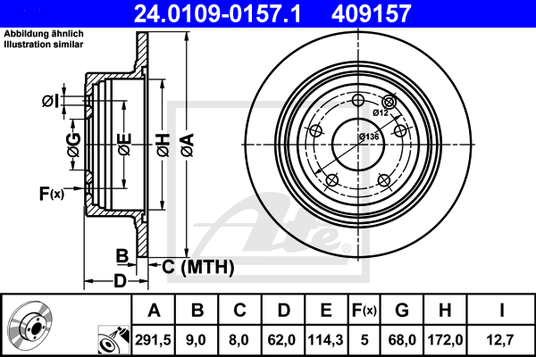 Disc frana 24.0109-0157.1 ATE