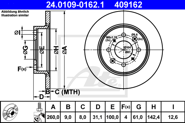 Disc frana 24.0109-0162.1 ATE