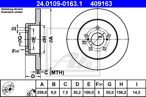 Disc frana 24.0109-0163.1 ATE