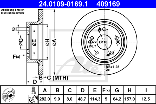 Disc frana 24.0109-0169.1 ATE