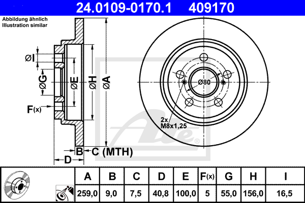 Disc frana 24.0109-0170.1 ATE