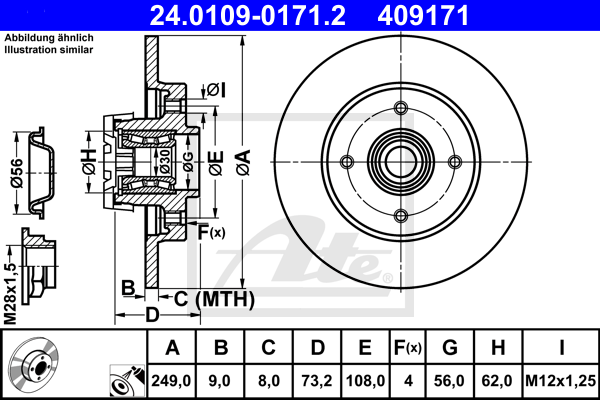 Disc frana 24.0109-0171.2 ATE