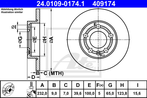 Disc frana 24.0109-0174.1 ATE