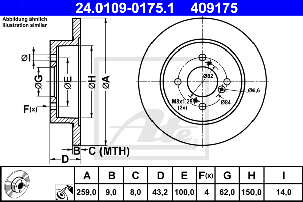 Disc frana 24.0109-0175.1 ATE