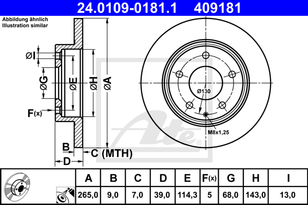 Disc frana 24.0109-0181.1 ATE