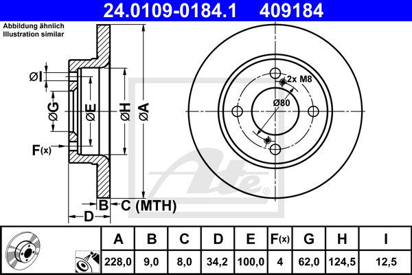 Disc frana 24.0109-0184.1 ATE