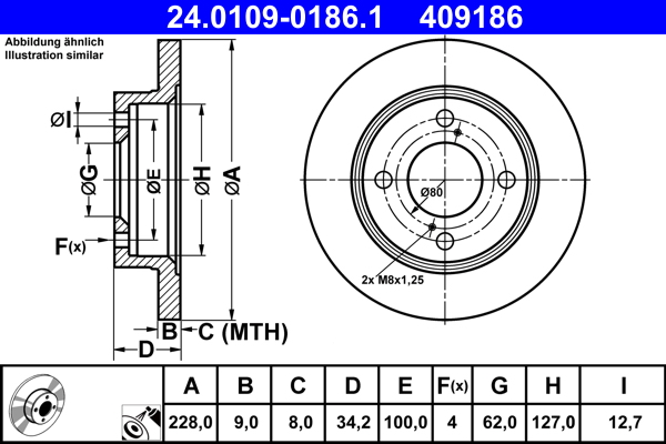 Disc frana 24.0109-0186.1 ATE