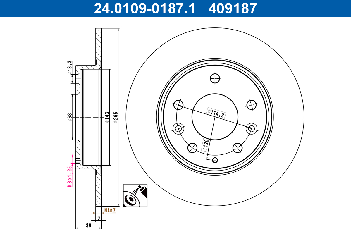 Disc frana 24.0109-0187.1 ATE