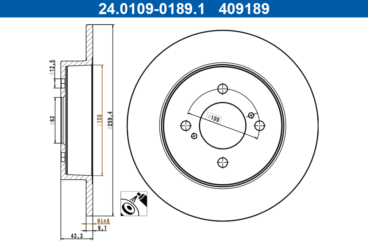 Disc frana 24.0109-0189.1 ATE