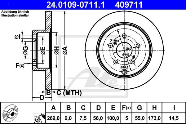 Disc frana 24.0109-0711.1 ATE