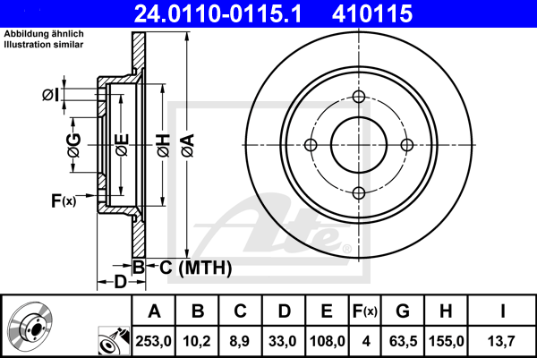 Disc frana 24.0110-0115.1 ATE