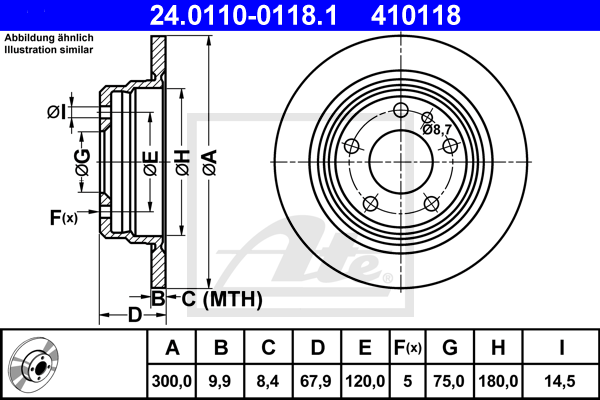 Disc frana 24.0110-0118.1 ATE