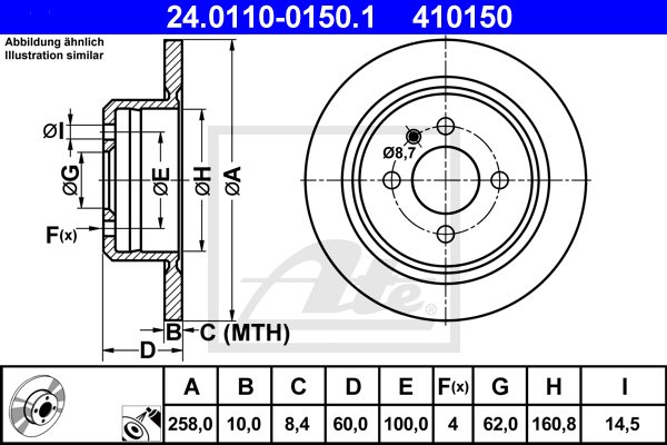 Disc frana 24.0110-0150.1 ATE