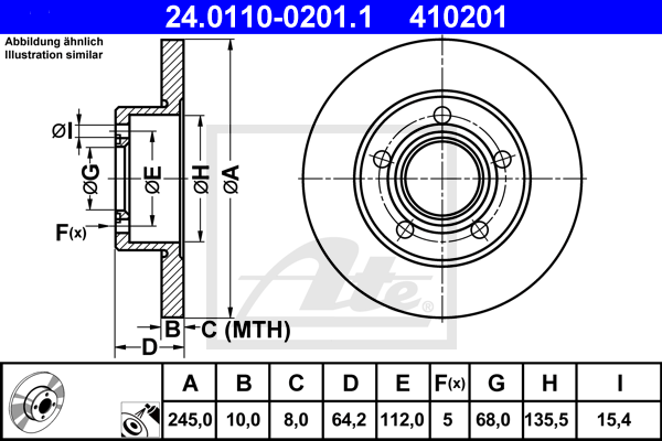 Disc frana 24.0110-0201.1 ATE