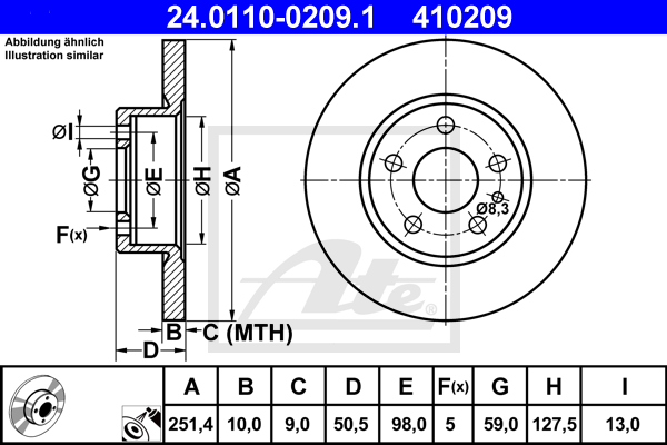 Disc frana 24.0110-0209.1 ATE