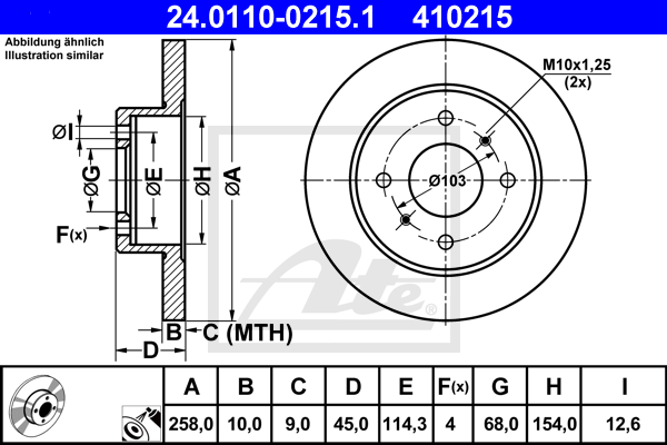 Disc frana 24.0110-0215.1 ATE