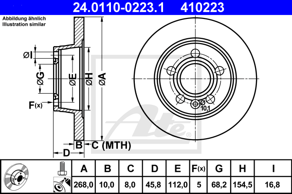 Disc frana 24.0110-0223.1 ATE