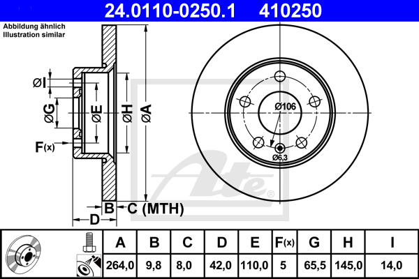 Disc frana 24.0110-0250.1 ATE