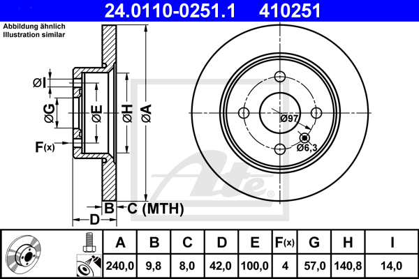 Disc frana 24.0110-0251.1 ATE