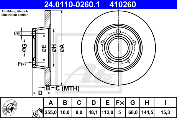 Disc frana 24.0110-0260.1 ATE