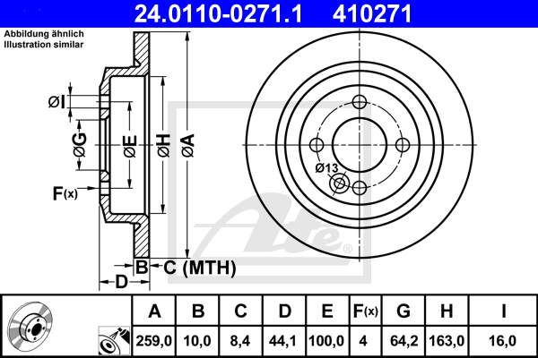 Disc frana 24.0110-0271.1 ATE